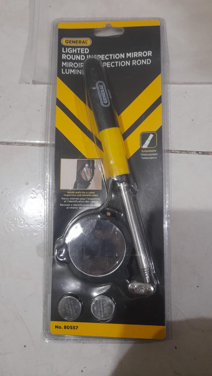 Lighted round inspection mirror